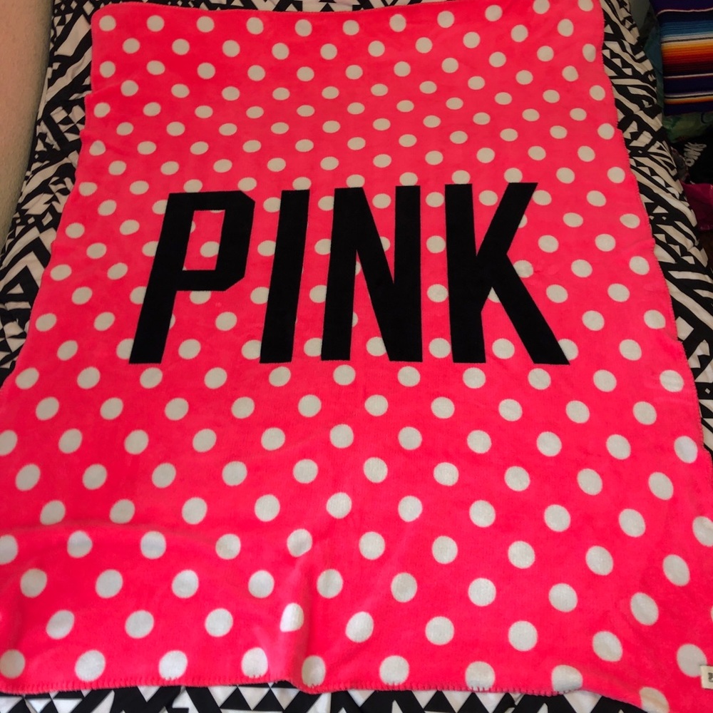 Victoria’s Secret Pink polka dot blanket throw